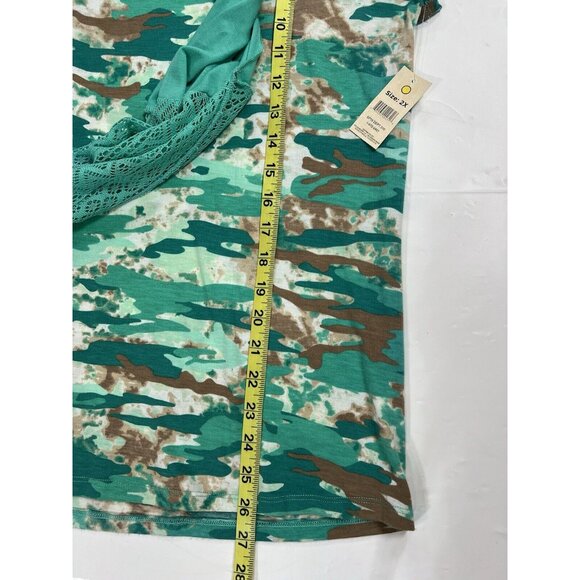 NWT bobbie brooks Women 2x knit top & scarf cap sleeves green Stretch - Picture 14 of 14